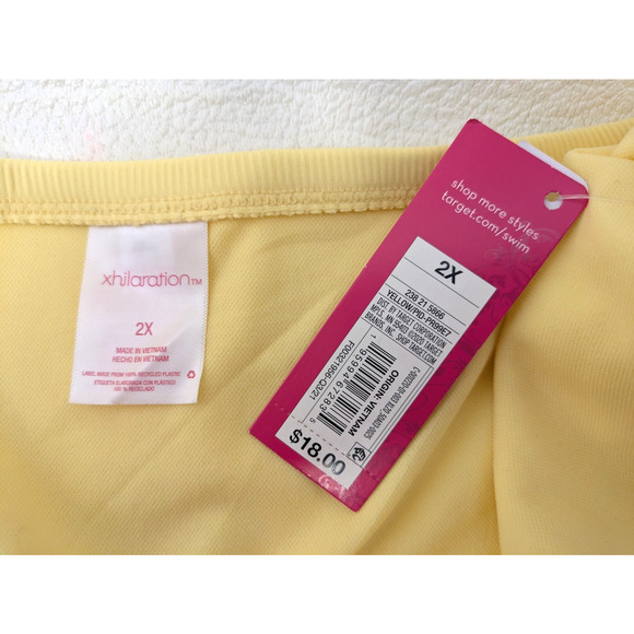 Juniors Plus Size Ribbed Cheeky Hipster Bikini Bottom Lightt Yellow 2X - Picture 4 of 8